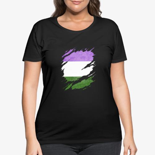 Genderqueer Pride Flag Ripped Reveal - Women's Curvy T-Shirt
