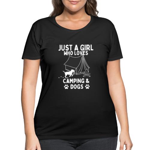 Just A Girl Who Loves Camping And Dogs, Funny Camp - Women's Curvy T-Shirt