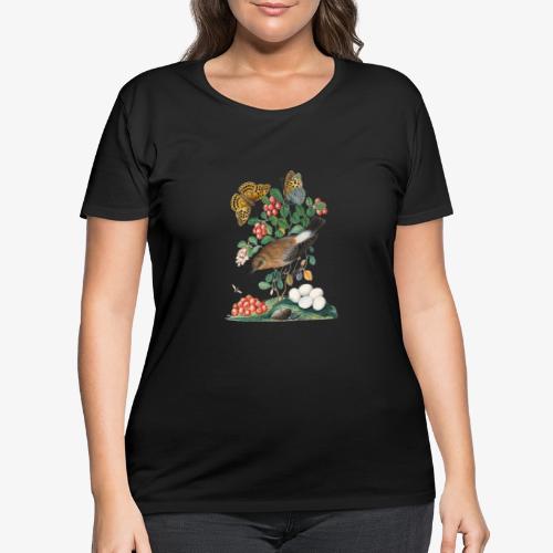 Northern wheatear and butterflies - Women's Curvy T-Shirt