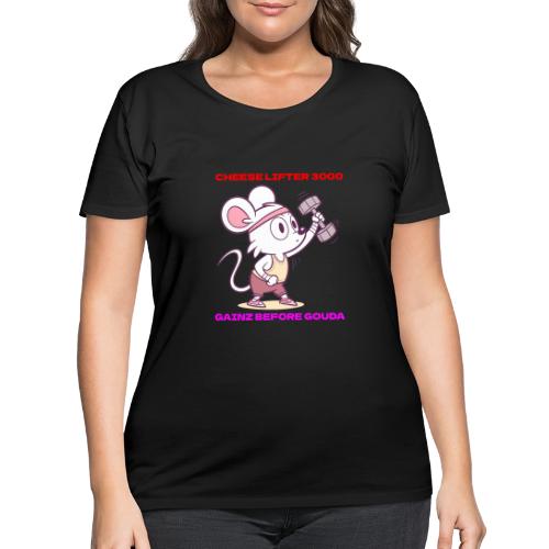 Cheese Lifter 3000 | Funny Gym Rat Mouse tshirt - Women's Curvy T-Shirt
