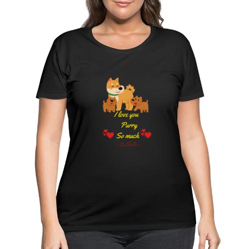 Cute Dog Family Love – “I Love You Purry So much - Women's Curvy T-Shirt