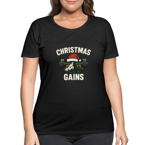 Christmas Gains – Santa Barbell Power - Women's Curvy T-Shirt