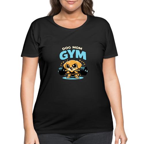Chibi Dog Gym Workout - Women's Curvy T-Shirt