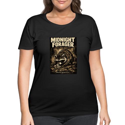 Midnight Forager Raccoon Mushroom Hunter - Women's Curvy T-Shirt