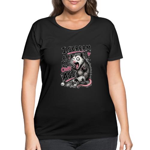 Funny Opossum Screaming Graphic Tee - Women's Curvy T-Shirt