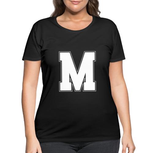 White Letter M – Varsity Alphabet Monogram - Women's Curvy T-Shirt