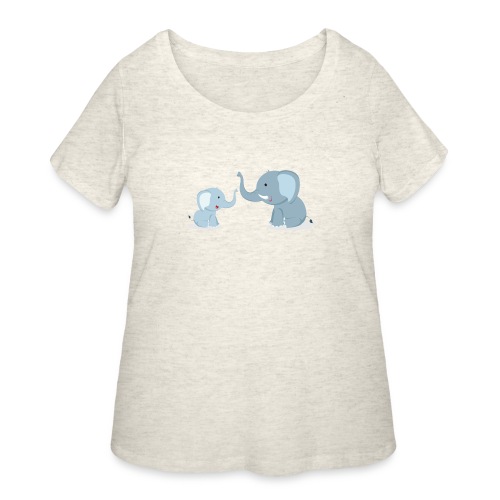 Father and Baby Son Elephant - Women's Curvy T-Shirt
