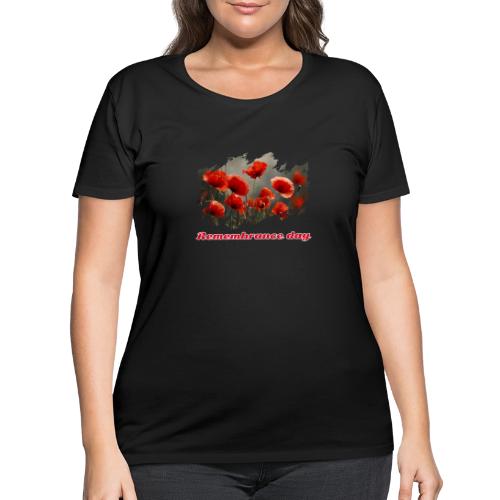 Remembrance Day with poppies - Women's Curvy T-Shirt