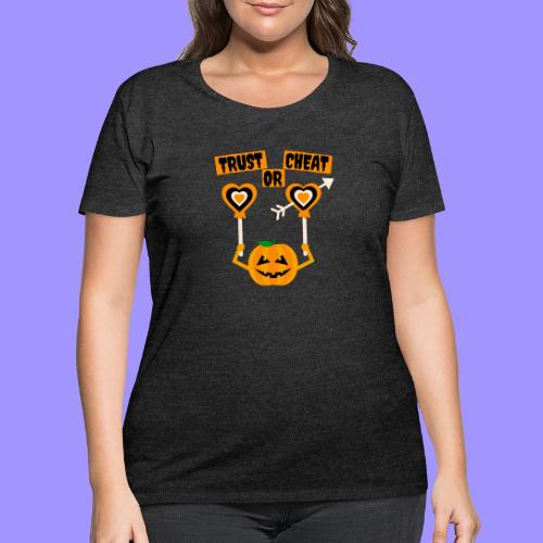 Trust Or Cheat Candies Halloween Spooky Pumpkin - Women's Curvy T-Shirt