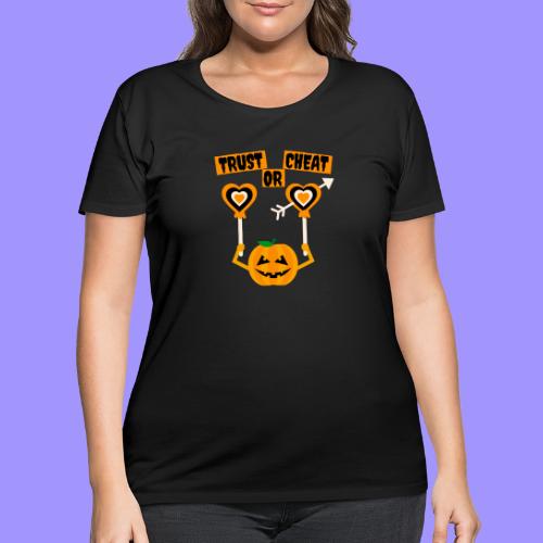 Trust Or Cheat Candies Halloween Spooky Pumpkin - Women's Curvy T-Shirt
