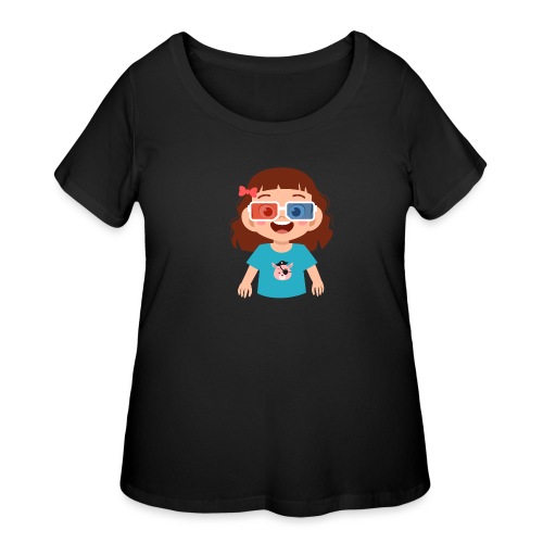 Girl red blue 3D glasses doing Vision Therapy - Women's Curvy T-Shirt