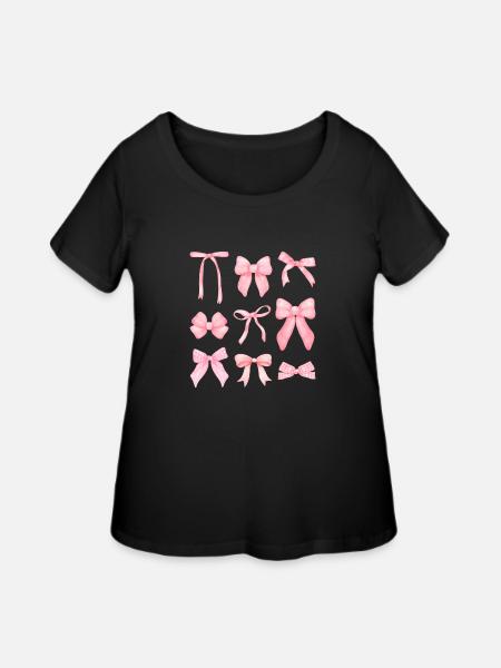 Hair bow pink - Women's Curvy T-Shirt - black
