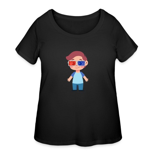 Boy with eye 3D glasses - Women's Curvy T-Shirt