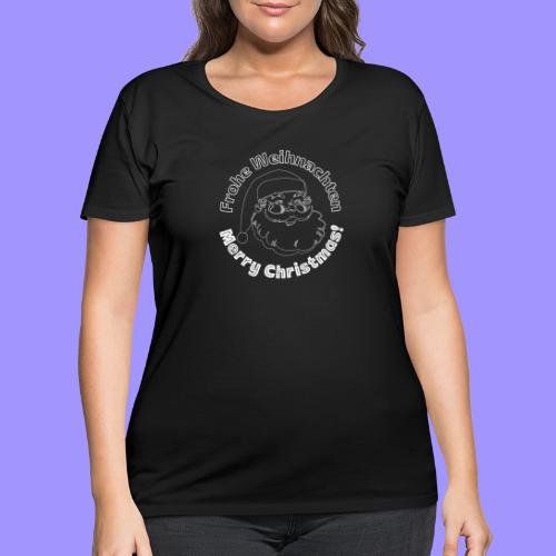Frohe Weihnachten Merry Christmas Santa Line Art - Women's Curvy T-Shirt