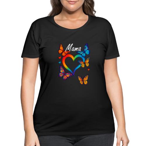 Mama Heart Personalized Kids’ Names gift - Women's Curvy T-Shirt