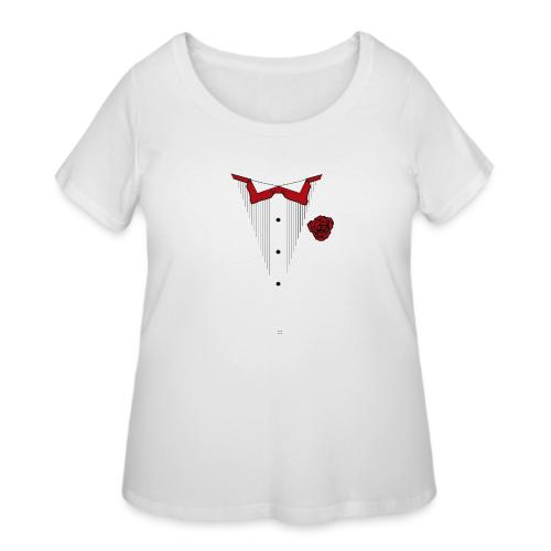 Tuxedo Shirt with Red bowtie - Women's Curvy T-Shirt