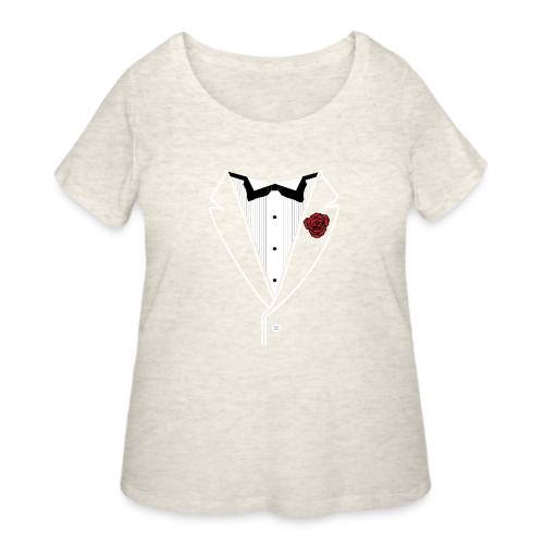 TUXEDO with Red Rose - Women's Curvy T-Shirt
