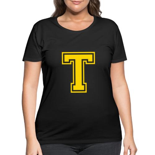 Letter T – Capital Athletic Alphabet Monogram - Women's Curvy T-Shirt