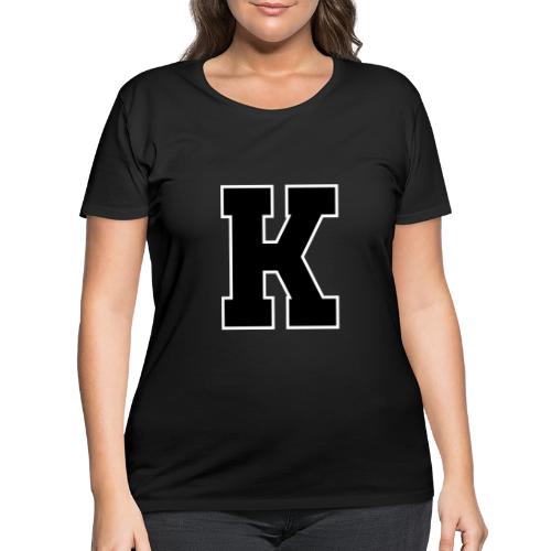 Varsity Letter K Collegiate Font Design - Women's Curvy T-Shirt