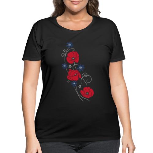 Poppies and cornflowers. Summer design. - Women's Curvy T-Shirt