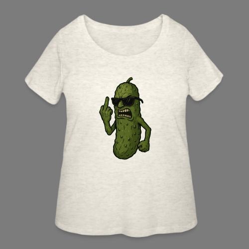 Angry Pickle Flipping the Bird - Women's Curvy T-Shirt