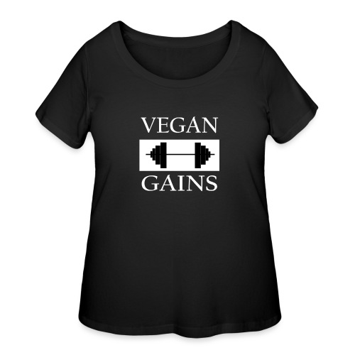 Vegan Gains white font - Women's Curvy T-Shirt