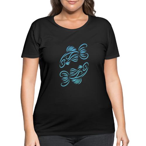 Pisces Zodiac Fish Water Sign Blue Green - Women's Curvy T-Shirt
