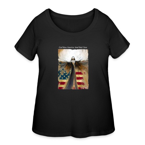 God bless America Angel_Strong color_white type - Women's Curvy T-Shirt
