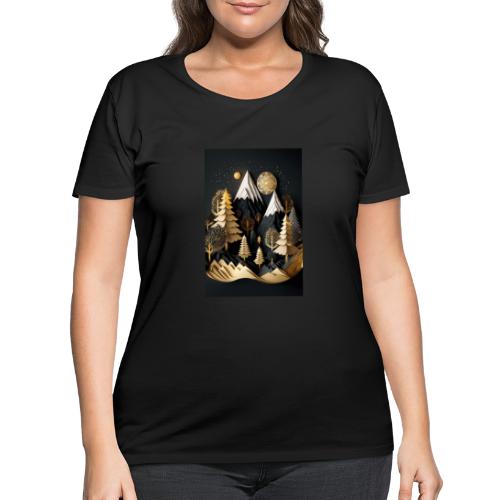 Gold and Black Wonderland - Whimsical Wintertime - Women's Curvy T-Shirt