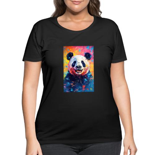 Paint Splatter Panda Bear - Women's Curvy T-Shirt