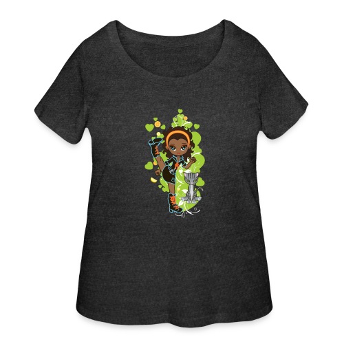 Aisha the African American Chibi Girl - Women's Curvy T-Shirt