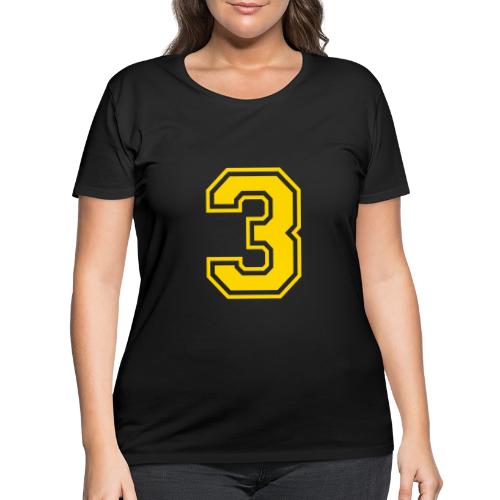 Number 3 in a classic athletic collegiate font - Women's Curvy T-Shirt