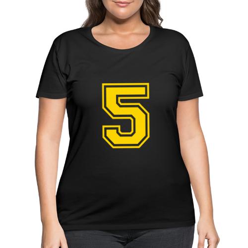 Number 5 in a classic athletic collegiate font - Women's Curvy T-Shirt