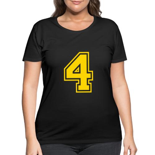 Number 4 in a classic athletic collegiate font - Women's Curvy T-Shirt