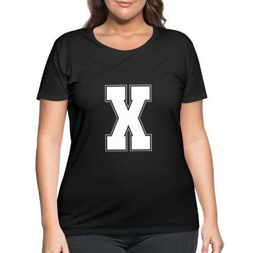 White Letter X – Varsity Alphabet Monogram - Women's Curvy T-Shirt
