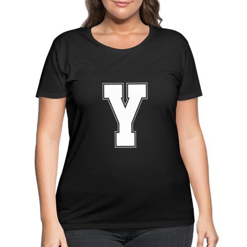 White Letter Y – Varsity Alphabet Monogram - Women's Curvy T-Shirt