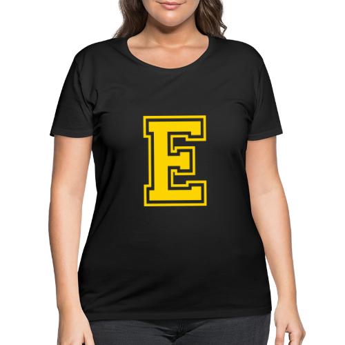 Letter E – Capital Athletic Alphabet Monogram - Women's Curvy T-Shirt