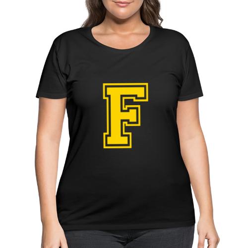 Letter F – Capital Athletic Alphabet Monogram - Women's Curvy T-Shirt
