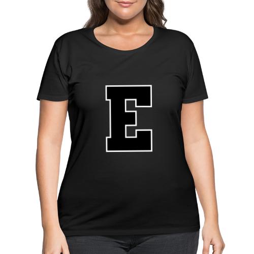 Varsity Letter E Collegiate Font Graphic - Women's Curvy T-Shirt