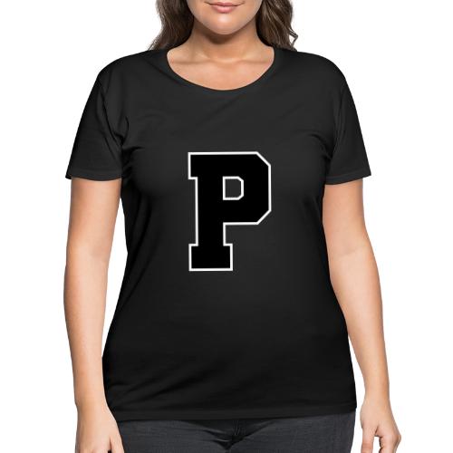 Varsity Letter P Athletic Alphabet Design - Women's Curvy T-Shirt