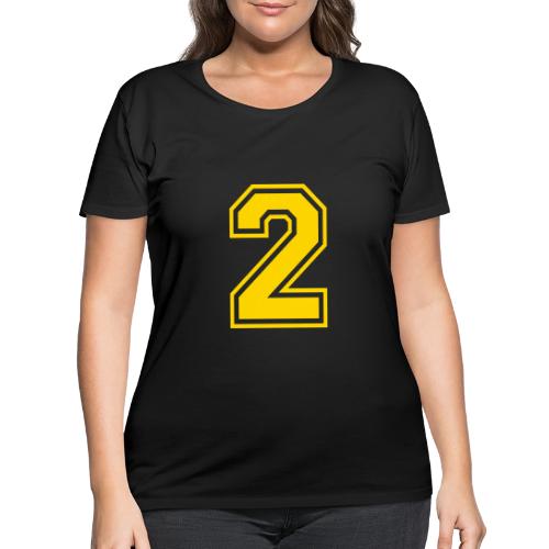Number 2 in a classic athletic collegiate font - Women's Curvy T-Shirt