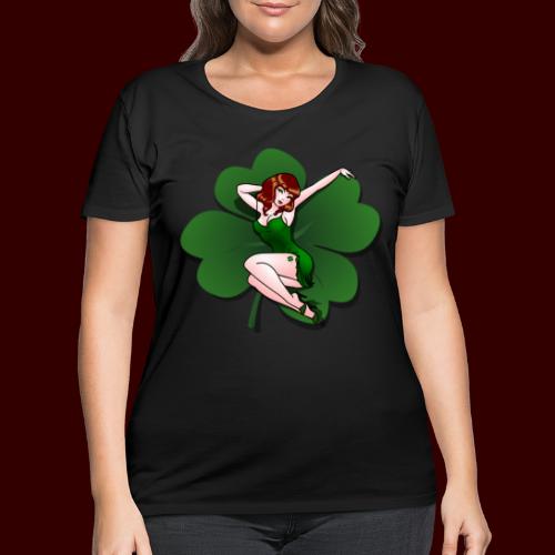 Lucky Pinup Girl St Patrick's Pin Up Shirts - Women's Curvy T-Shirt