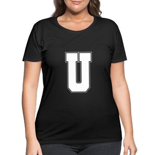 White Letter U – Varsity Alphabet Monogram - Women's Curvy T-Shirt
