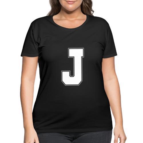 White Letter J – Varsity Alphabet Monogram - Women's Curvy T-Shirt
