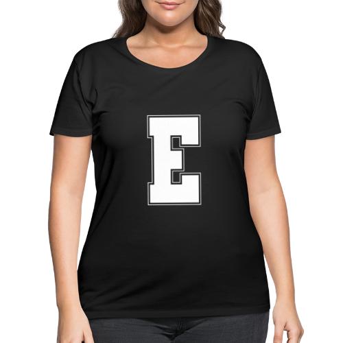 White Letter E – Varsity Alphabet Monogram - Women's Curvy T-Shirt