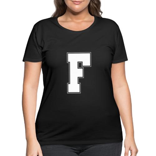 White Letter F – Varsity Alphabet Monogram - Women's Curvy T-Shirt