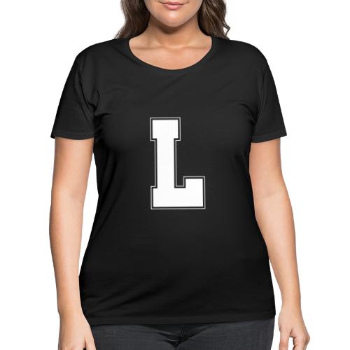 White Letter L – Varsity Alphabet Monogram - Women's Curvy T-Shirt