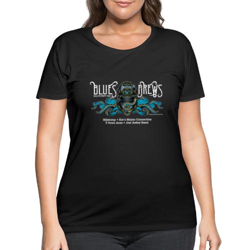 2022 Blues & Brews WHITE Kraken 2 logos - Women's Curvy T-Shirt