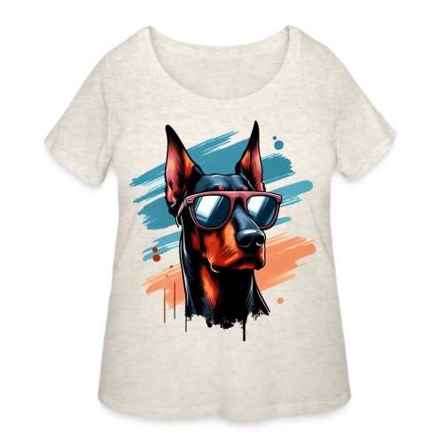 Doberman Splash Art - Women's Curvy T-Shirt