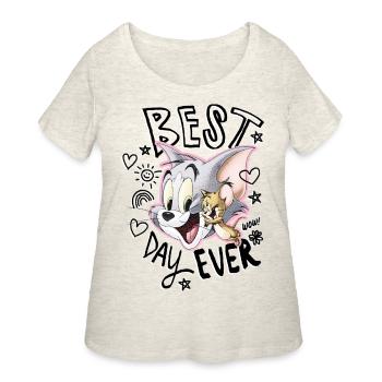 Tom and Jerry Best Day Ever - Women's Curvy T-Shirt - heather oatmeal - Front